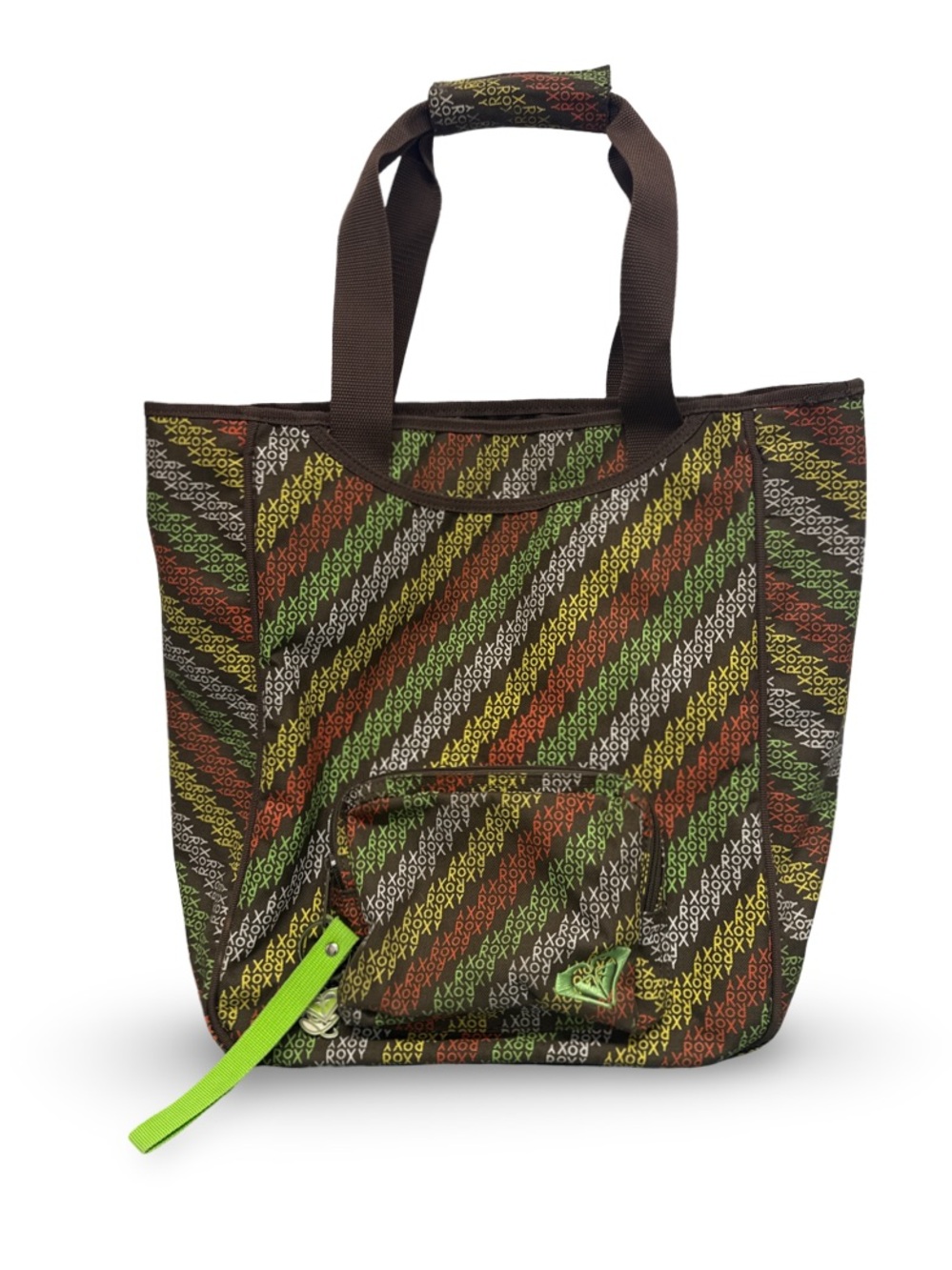 Roxy Logo Print Beach Book Messenger Tote Bag Brown